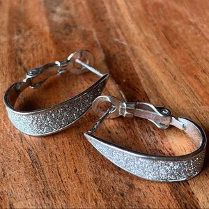 Small sparkly silver hoops